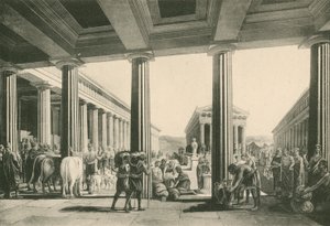A troca no fórum triangular (gravure) de Italian School
