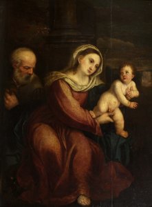 A Sagrada Família (óleo sobre painel) de Italian School