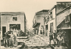 A casa da varanda Pensile como era (gravura) de Italian School