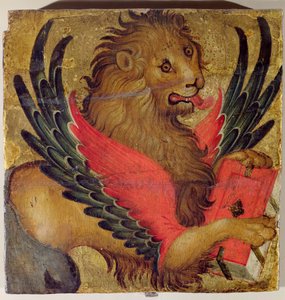 O Leão de St. Mark (óleo sobre painel) de Italian School