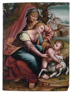Madonna e criança com Santa Ana, norte da Itália de Italian School