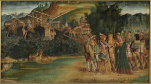 O casamento de Jason e Medea, c.1500 (têmpera e óleo sobre tela) de Italian School