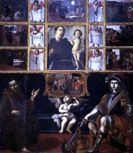 Os Milagres de Santo António, com São Francisco e São Miguel de Italian School