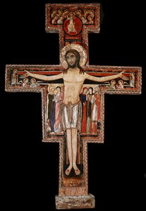 Cruz de San Damiano, c.1100 (madeira pintada) de Italian School