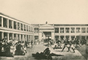 Os banhos de Stabian - o lugar do Wrestling como era (gravure) de Italian School