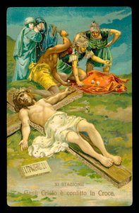 Via-Sacra (de um conjunto de 14) (litografia a cores) de Italian School