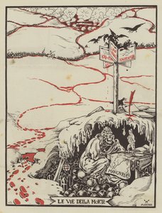 Os Caminhos da Morte (litografia a cores) de Italian School
