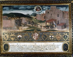 Os habitantes de Siena destruíram a fortaleza construída pelos espanhóis de Carlos V. 1552. de Italian School