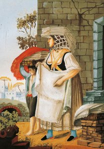 O vendedor de roupas e rendas em Nápoles, Itália de Italian School