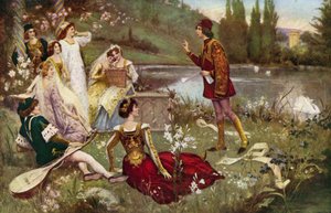 A narração de uma das histórias do Decameron de Italian School