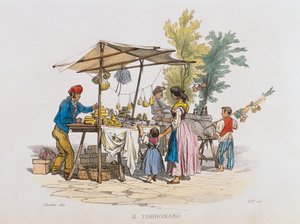 O torronaro (vendedor de nougat) (gravação) de Italian School