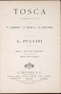 Página de rosto, Libretto della Tosca, de Giacomo Puccini, Edizione Ricordi, Itália de Italian School