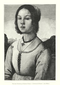 Uma jovem florentina, de Francesco Granacci, Florence Collections, Uffizi (gravura) de Italian School