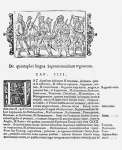 Variedade de línguas, a partir de uma história dos povos do Norte por Olaus Magnus (1490-1558), publicado em Roma, 1555 de Italian School