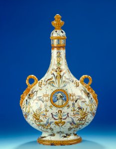Vaso em forma de cabaça em majolic (maiolica) feito nas fábricas de faiança de Fontana em Urbino na Itália 1570-1580 Paris, Musee du Petro Palais de Italian School