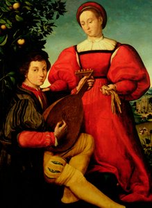Venetian Lady and Lute Player de Italian School