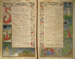 Versos e ilustrações de fronteira sobre como convocar o diabo de Italian School