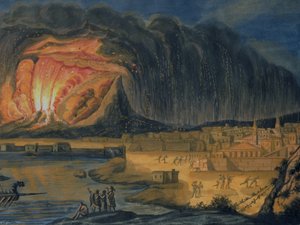 Vesúvio em erupção perto de Nápoles, c.1815 de Italian School