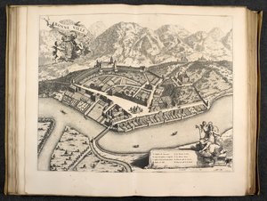 Vista de Aosta, Piemonte, Itália de Italian School