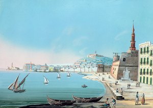 Vista de Nápoles do Carmim, c.1845 de Italian School