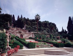 Vista dos jardins de Italian School