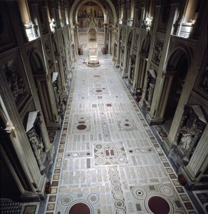 Vista da nave central da Basílica de São João (San Giovanni in Laterano) de Italian School