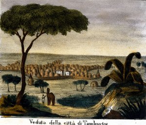 Vista da cidade de Timbuktu, no Mali, no século XIX. de Italian School