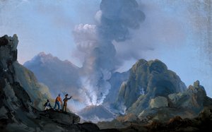 Vista da cratera do Vesúvio em 1829 (gouache) de Italian School