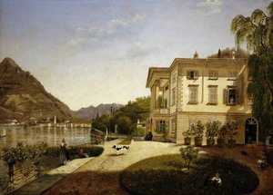 Villa La Roda em Blevio, no Lago Como (propriedade de Giuditta Pasta de 1827, agora destruída) de Italian School