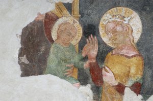 Virgem Maria e criança (fresco) de Italian School