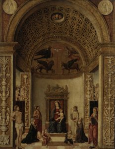 Virgem e Menino Entronizado, c.1500-20 de Italian School
