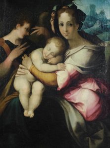 Virgem e Menino, artista desconhecido da Toscana, meados do século XVI (óleo sobre tela) de Italian School