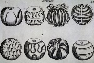 Maneiras de cortar frutas, Ilustração de Li tre trattati di messer Mattia Giegher bavaro di Mosburc, Trinciante dell