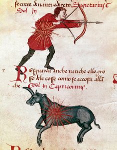 Sinais do Zodíaco: Sagitário e capricórnio. (miniatura de Italian School