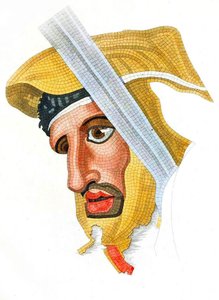 mosaico do piso, cabeça de um soldado persa, retirado da Casa del Fauno, 1831 de Italian School