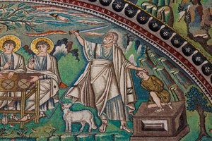 Abraão e Isaac (mosaico) de Italian School Italian School