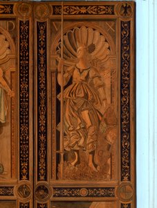 Detalhe de uma das portas na Sala degli Angelo, Palazzo Ducale, Urbino (madeira)
