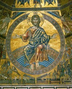 Cristo Pantocrator na mandorla da cúpula do Batistério, Florença (mosaico) de Italian school