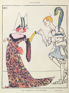 Mistinguett (1875-1956) e seu cavaleiro, caricatura de 