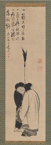 Hanshan e Shide japonês: Kanzan e Jittoku, final do século 18.