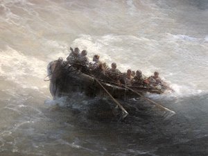 Fragmento de barco com pessoas