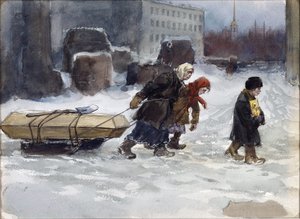 Enterro de um operário que não era comunista por Vladimirov, Ivan Alexeyevich (1869-1947). Aguarela, Gouache sobre papel de Ivan Alexeyevich Vladimirov