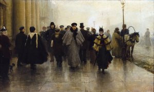 La perspective Nevski - Nevsky Prospekt - Ivan Alexeyevich Vladimirov (1869-1947). Óleo sobre tela, Início da década de 1890. Dimensão : 41x68 cm Colecção Privada de Ivan Alexeyevich Vladimirov