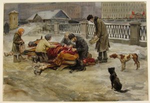 Petrogrado em 1918 da série de aquarelas Revolução Russa, 1918
