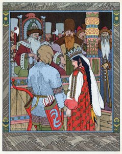 Czarevitch Ivan, o Pássaro do Fogo e o Lobo Cinzento, c.1899 (litografia) de Ivan Yakovlevich Bilibin