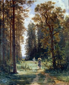 Caminho através do bosque Desbravar a paisagem numa floresta. Pintura de Ivan Ivanovich Shishkin (1832-1898) 1880 St. Petersburg, Museu Hermitage de Ivan Ivanovich Shishkin