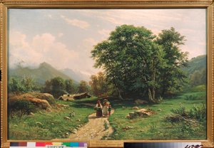 Vue en Suisse (Uma vista na Suíça) - Pintura de Ivan Ivanovich Shishkin (Shishkin) (1832-1898), óleo sobre tela de Ivan Ivanovich Shishkin