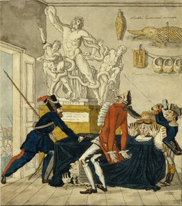 Napoleão Bonaparte vendendo mercadorias roubadas, 1813 de Ivan Ivanovich Terebenev