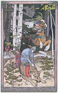 Cena de um conto de fadas russo, 1899 de Ivan Yakovlevich Bilibin