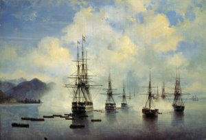 O desembarque do general N. Raewski em Subashi em julho de 1839. de Ivan Konstantinovich Aivazovsky